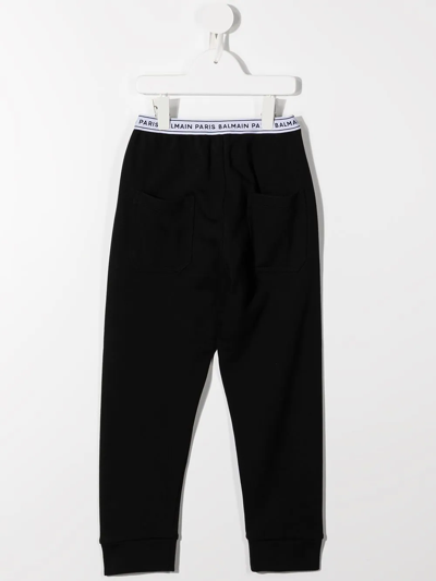 Shop Balmain Logo-waistband Tracksuit Bottoms In Black
