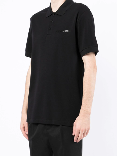Shop Emporio Armani Logo-print Cotton Polo Shirt In Black