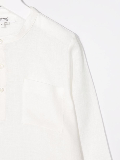 Shop Bonpoint Long-sleeve Linen Shirt In Neutrals