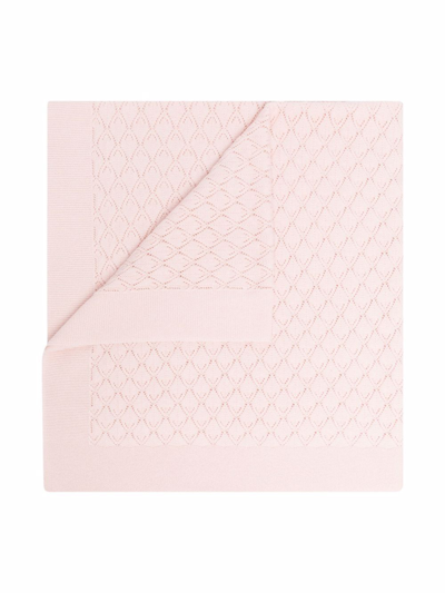 Shop Bonpoint Open-knit Geometric Blanket In Pink