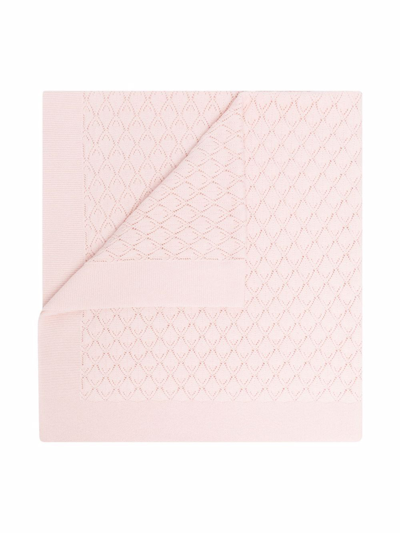 Bonpoint Open-knit Geometric Blanket In Pink