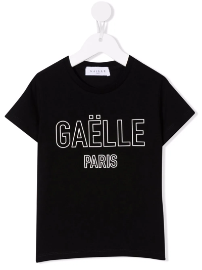 Shop Gaelle Paris Logo-print Cotton T-shirt In Black