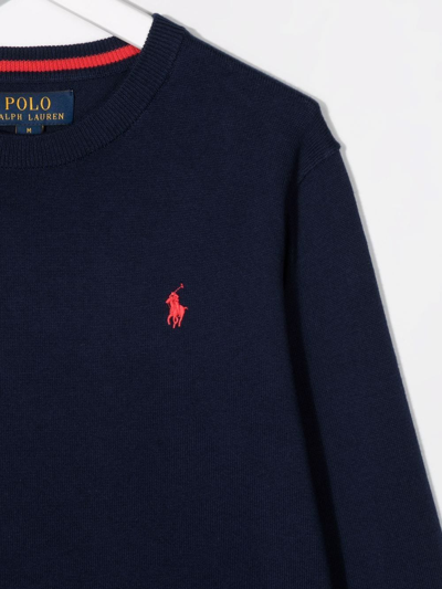 Polo Ralph Lauren Embroidered-logo Jumper In Blue