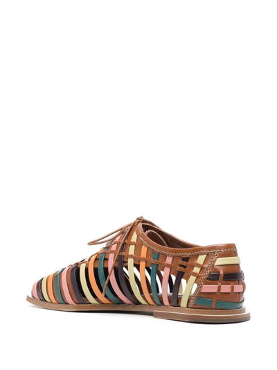 Shop Zimmermann Panelled Lace-up Shoes In Brown