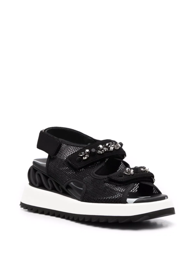 Shop Le Silla Yui Wave Slingback Flatform Sandals In Black