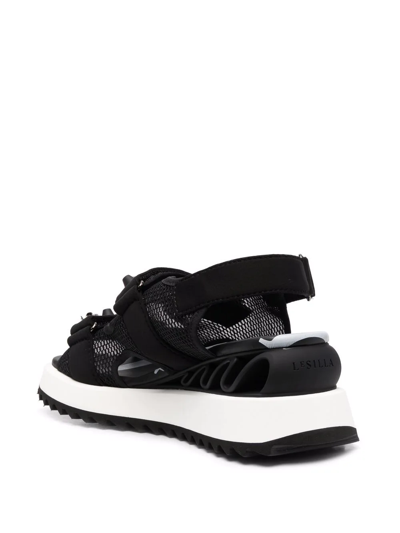 Shop Le Silla Yui Wave Slingback Flatform Sandals In Black