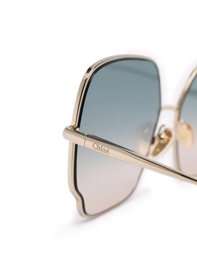 Shop Chloé Gradient-sense Square-frame Sunglasses In Gold