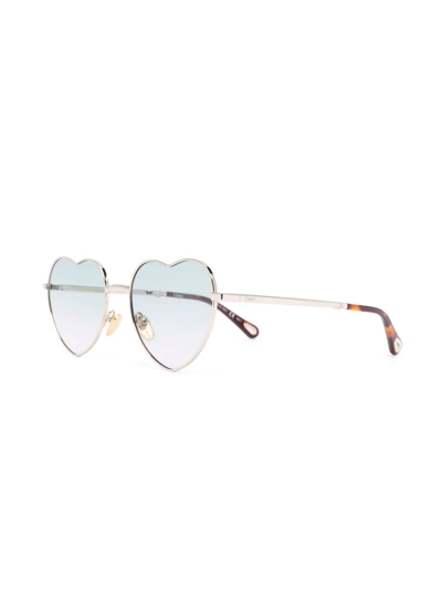 Chloé 59mm Gradient Heart Shape Sunglasses In Gold