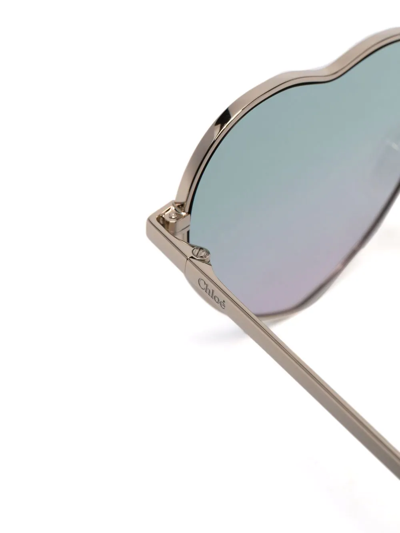 Shop Chloé Milane Heart-frame Sunglasses In Gold