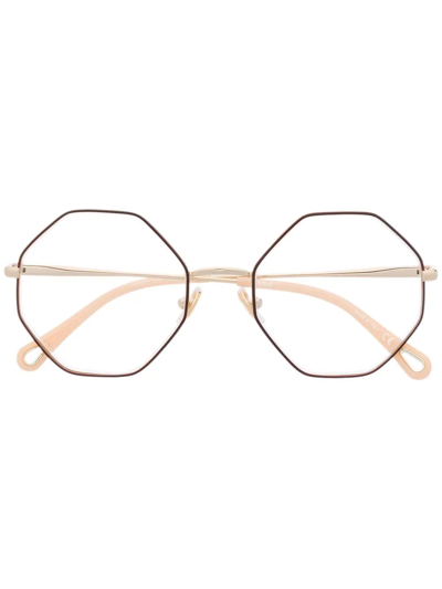 Chloé Geometric-frame Glasses In Gold