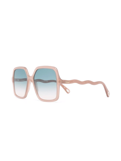 Chloé Zelie Square-frame Sunglasses In Neutrals