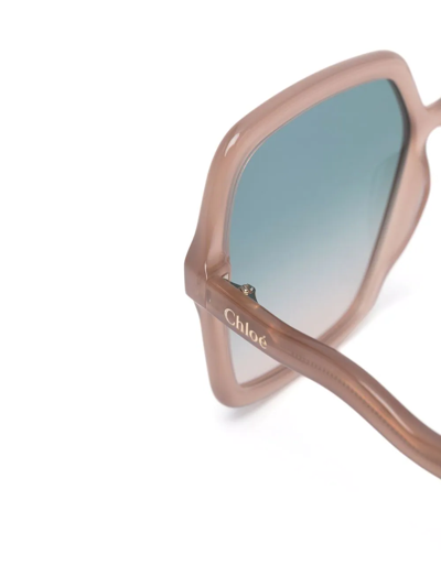 Chloé Zelie Square-frame Sunglasses In Neutrals
