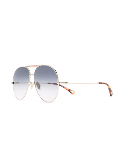 Shop Chloé Gradient Pilot Sunglasses In Gold