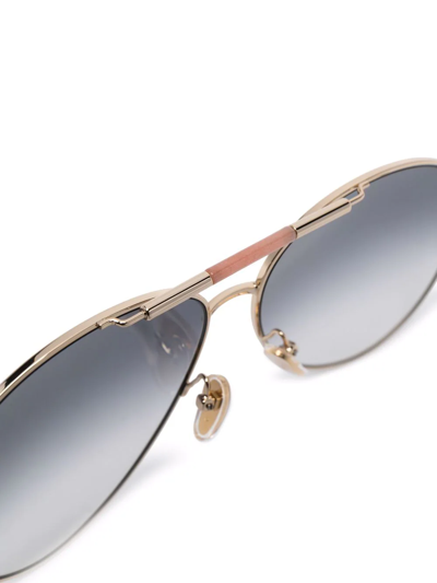 Shop Chloé Gradient Pilot Sunglasses In Gold