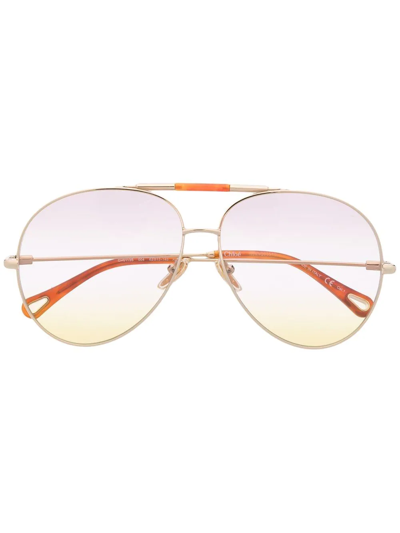Chloé Gradient Pilot Sunglasses In Gold