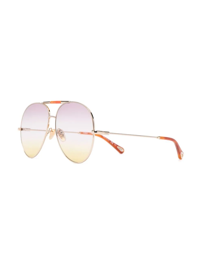 Chloé Gradient Pilot Sunglasses In Gold