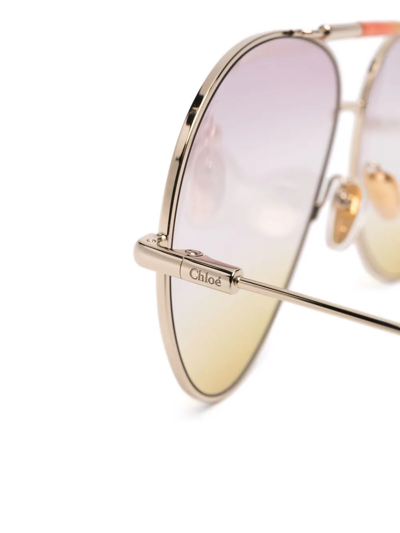 Chloé Gradient Pilot Sunglasses In Gold