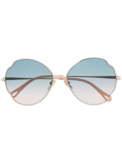 Shop Chloé Gradient-lense Oversize Sunglasses In Gold