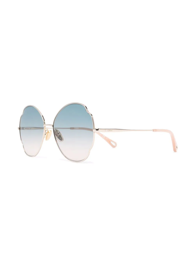 Shop Chloé Gradient-lense Oversize Sunglasses In Gold