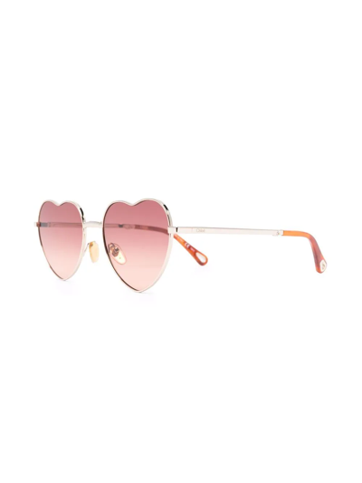 Shop Chloé Milane Heart-frame Sunglasses In Gold