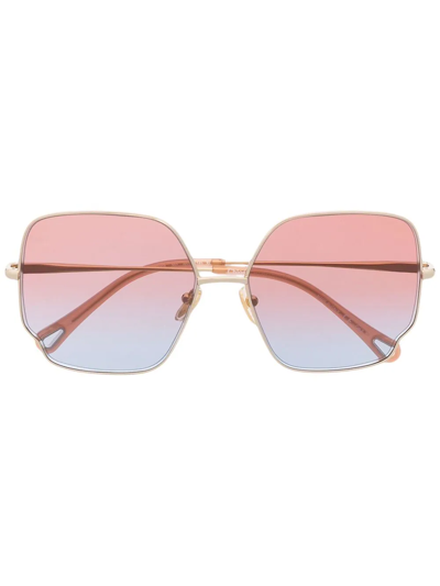 Shop Chloé Gradient-sense Square-frame Sunglasses In Gold