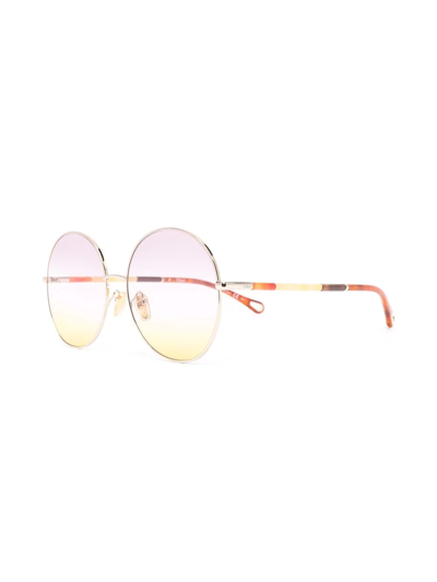 Chloé Ch0112s Round-frame Sunglasses In Gold