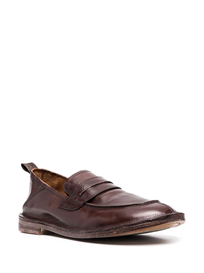 Shop Moma Penny-slot Grained-leather Loafers In Brown