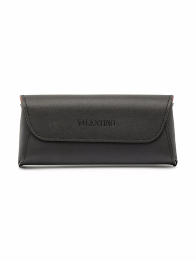 Shop Valentino Vltn-print Square-frame Sunglasses In Black