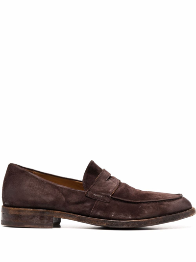 Shop Moma Penny Leather Loafers In Brown