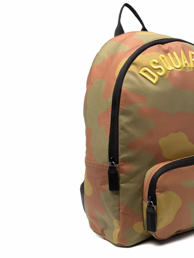Shop Dsquared2 Logo-embroidered Camouflage Backpack In Brown