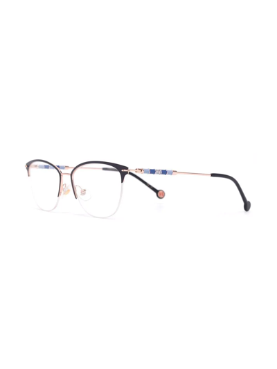 Shop Carolina Herrera Logo-engraved Two-tone Glasses In Blue