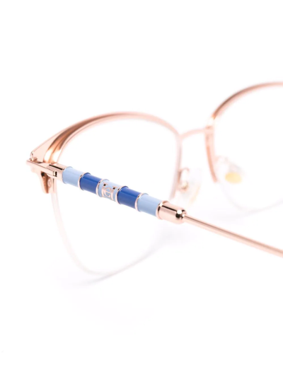 Shop Carolina Herrera Logo-engraved Two-tone Glasses In Blue