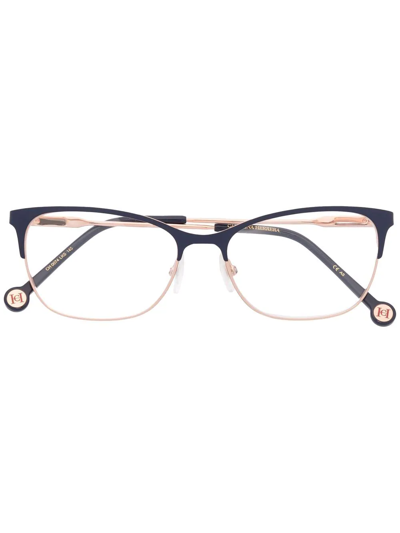 Shop Carolina Herrera Ch0074 Rectangle-frame Glasses In Blue