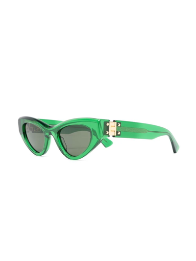 Shop Bottega Veneta Cat-eye Frame Sunglasses In Green