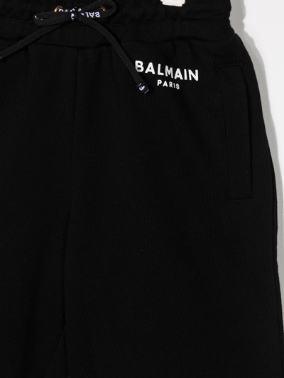 Shop Balmain Logo-print Straight Shorts In Black