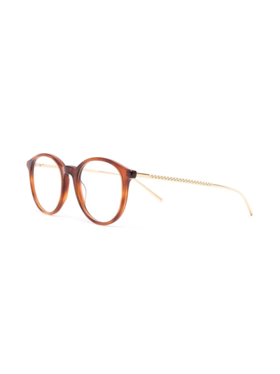 Shop Boucheron Round-frame Tortoiseshell Glasses In Brown