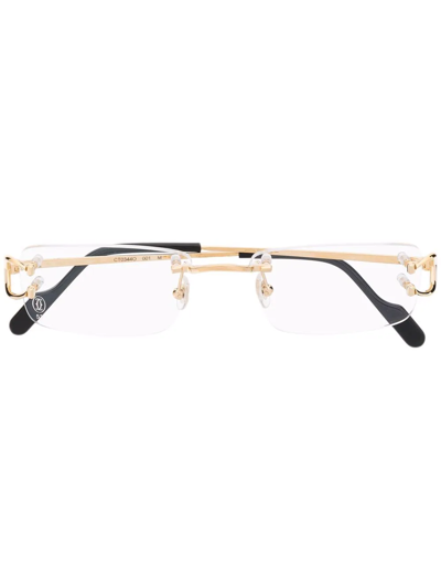 Shop Cartier Rimless Square-frame Glasses In Gold