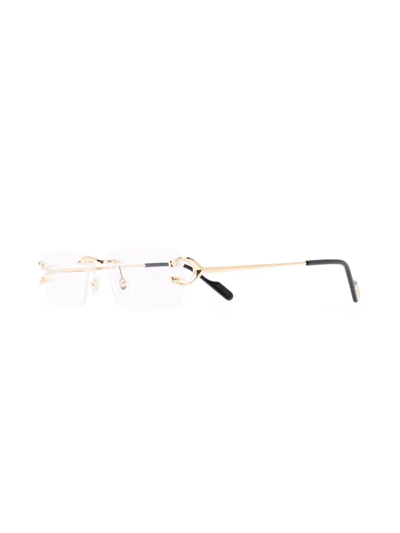 Shop Cartier Rimless Square-frame Glasses In Gold