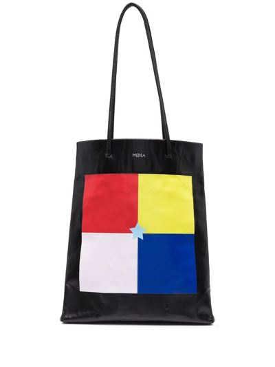 Shop Medea Colourblock Leather Tote Bag In Black