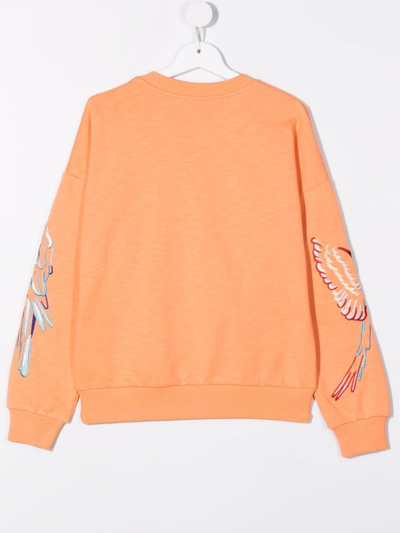 Shop Kenzo Teen Graphic-print Crew Neck Sweatshirt In Orange