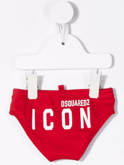 Shop Dsquared2 Logo-print Swim Briefs In Red