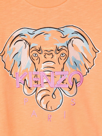Shop Kenzo Teen Graphic-print Crew Neck Sweatshirt In Orange