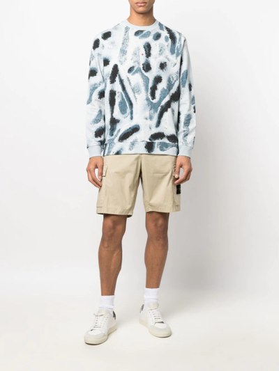 STONE ISLAND COMPASS LOGO-PATCH CARGO SHORTS 