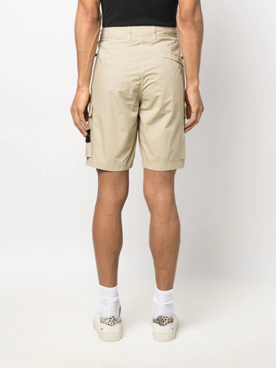 STONE ISLAND COMPASS LOGO-PATCH CARGO SHORTS 