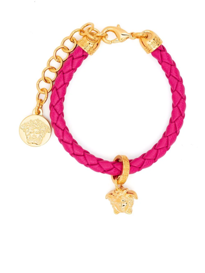 Versace braided deals leather charm bracelet
