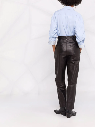 Isabel Marant Straight Leg Leather Trousers In Black