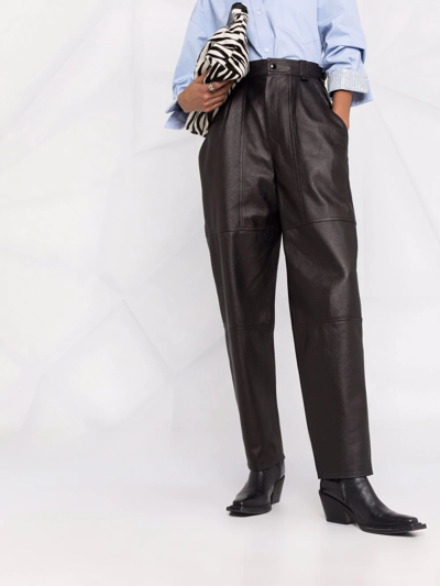 Isabel Marant Straight Leg Leather Trousers In Black