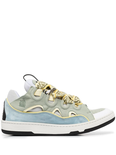 Shop Lanvin Curb Lace-up Sneakers In Green