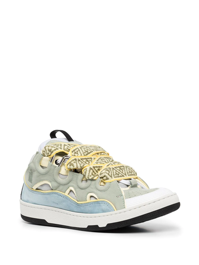 Shop Lanvin Curb Lace-up Sneakers In Green