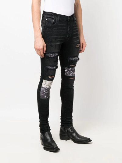 Shop Amiri Bandana-print Skinny Jeans In Black